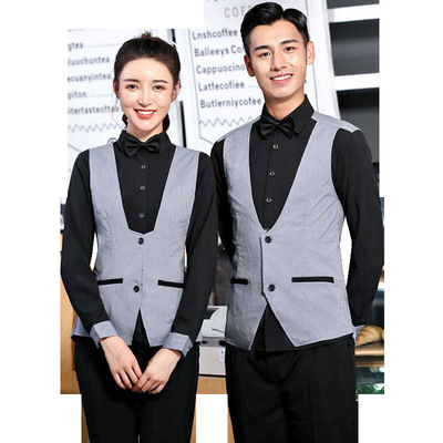 2018新款拼色酒店套裤裙  茶楼服务员工衣 吸汗透气制服厂家批发|ms