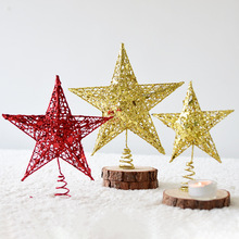 诺琪 铁艺闪粉圣诞树星星顶装饰 圣诞树树顶星五角星圣诞节装饰品