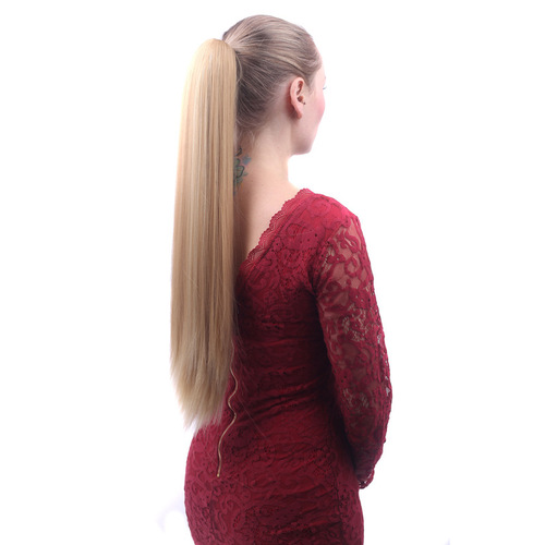 European and American wig women's long straight hair gripper fake ponytail natural realistic claw clip chemical fiber wig ponytail manufacturer wholesale