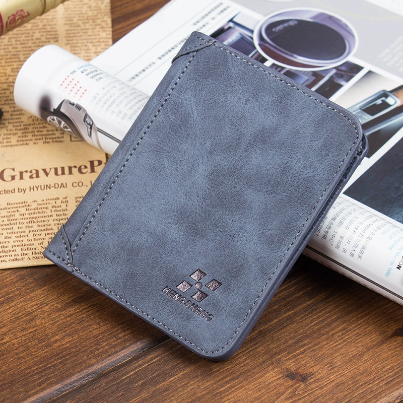 Men's retro thin matte wallet for leisure, European style