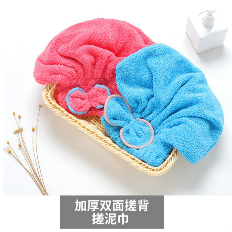 No-pelusa súper absorbente de lana de coral de secado de pelo gorra de microfibra lindo arco círculo de pelo de secado de champú tapa