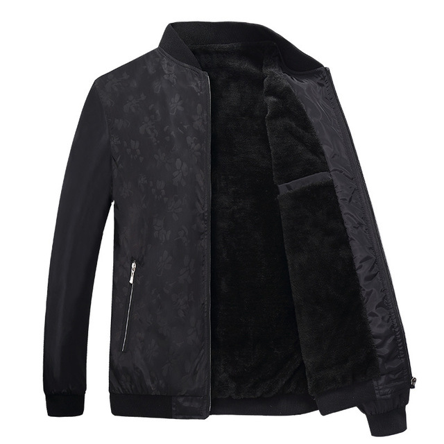 Autumn and winter men’s baseball collar Plush slim coat casual versatile jacket