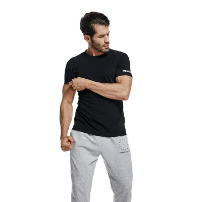 夏季新款健身伙伴男装运动休闲服纯棉纯色短袖圆领T恤男肌肉型 男