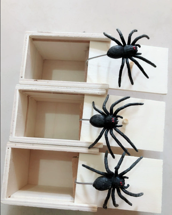 Игрушка, деревянная коробка, паук
