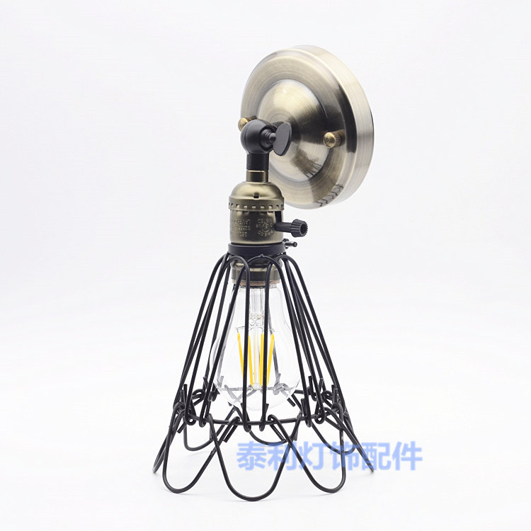 复古铁艺壁灯现代简约咖啡厅馆酒吧店铺装饰卧室铁艺灯罩过道壁灯