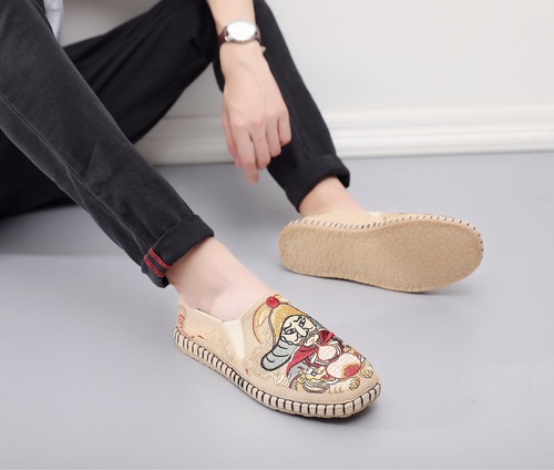 Men chinese kungfu shoes Water Margin Character Leopard Lin Chongguo Cotton Linen Embroidered Cloth Shoes  for male