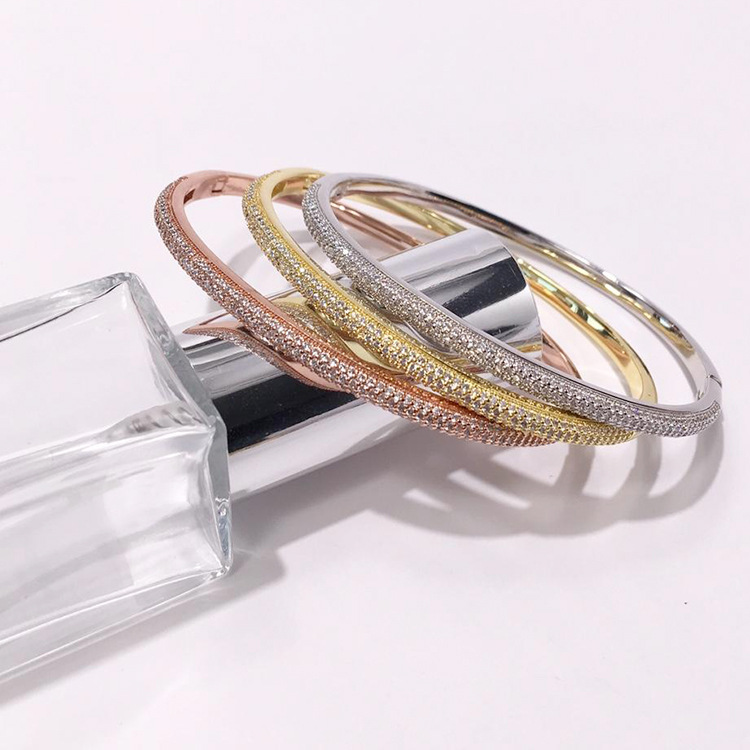 Zircon Studded Diamond Bracelet For Women Elegant Bangle Jewelry_voghion.com