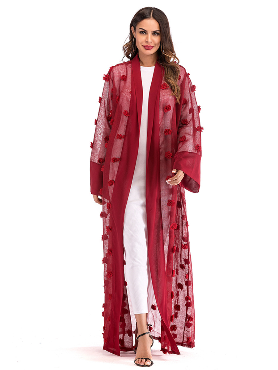 Title 33, Kadınlar için 3D Çiçek Örgü Gevşek Dantel Uzun ...