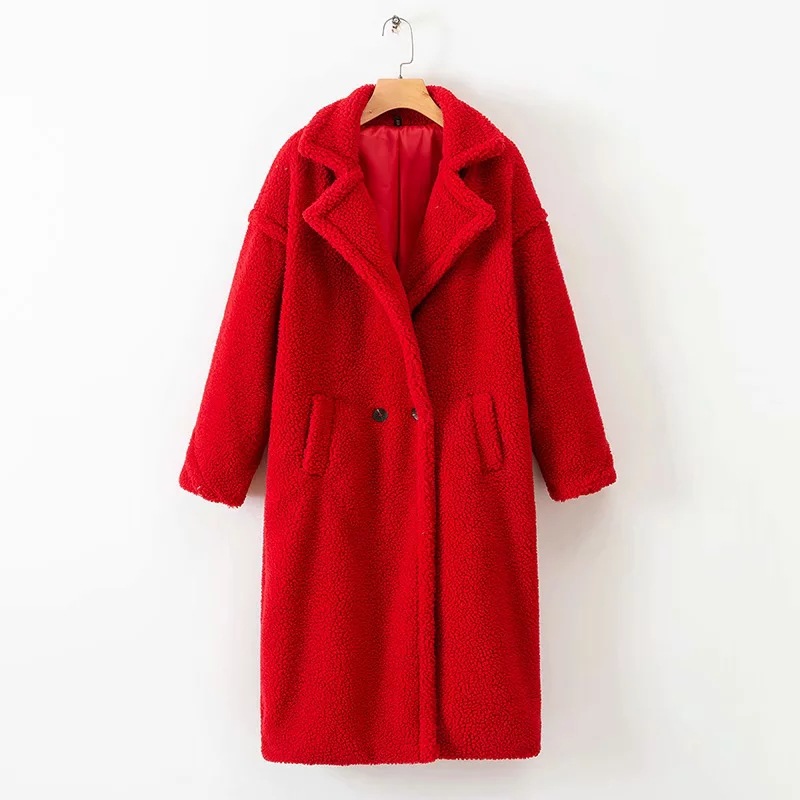 loose lapel lamb wool coat  NSAC22720