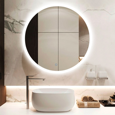 智能浴室镜新款欧式led触摸开关圆镜壁挂卫生间洗手台玻璃镜子|ru
