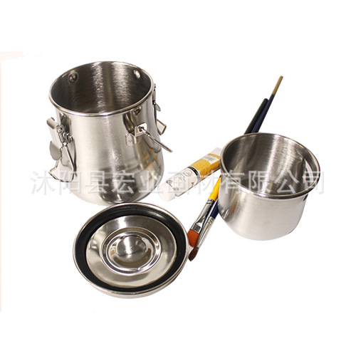 Wholesale stainless steel brush wash studio gouache oil painting oil pot acrylic brush washer oil painting supplies acrylic coloring oil pot