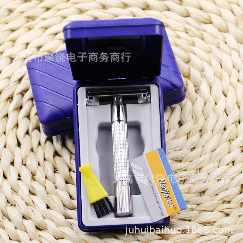 Promotion easy to carry razor blade stainless steel double-sided manual razor Holder men's razor