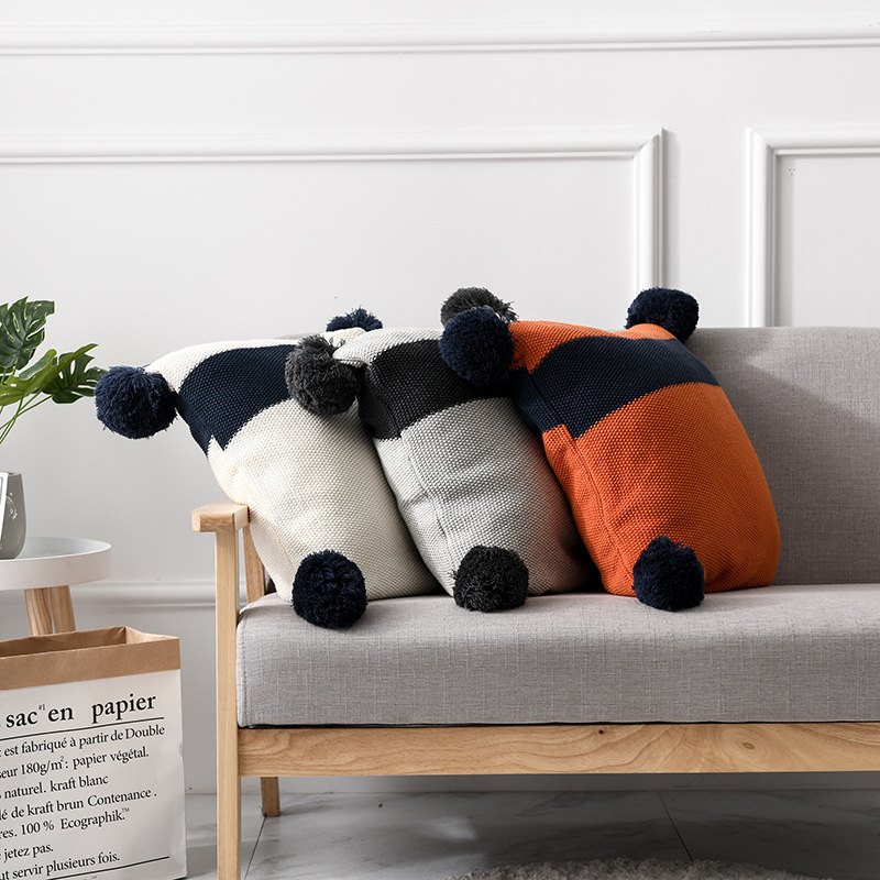 廠家直供北歐大球球抱枕套舒適柔軟靠背枕套多用途針織抱枕套批發