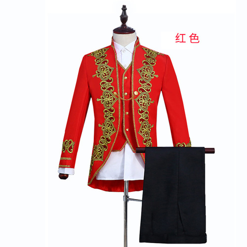 men's jazz dance suit blazers Men dress love court men court black gold edge Decal three piece studio opera European style