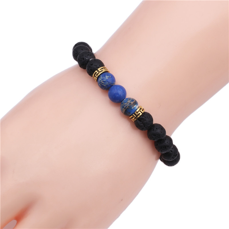 8mm Natural Line Agate Bracelet Colorful Seven Chakra Energy Yoga Beads Bracelet display picture 11