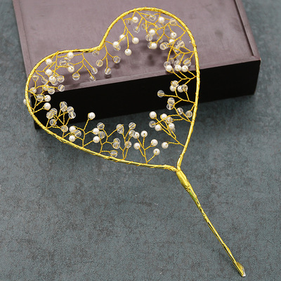 新款蛋糕烘焙愛心插卡兒童時尚水晶唯美浪漫愛心蛋糕插排擺件批發