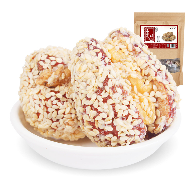 棗壹步新疆大棗芝麻棗500g 紅棗夾核桃仁袋裝休閑零食棗子招代理