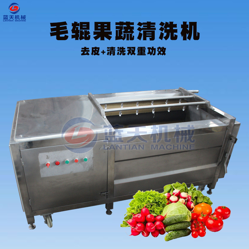 蓝天毛辊果蔬菜清洗机 胡萝卜毛辊清洗机 红萝卜毛辊自动清洗设备