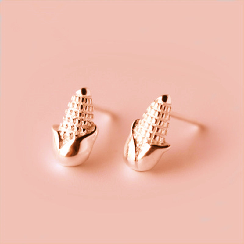 10g Weight No Inlaid Inlay Material Earrings, Ear Studs Classification Wedding, Travel Occasion Alloy Material Corn Pattern Women'S Gender Plating Design Fashion Style Gold, Silver Color Fashion Corn Plating Alloy No Inlaid Stud Earrings 3