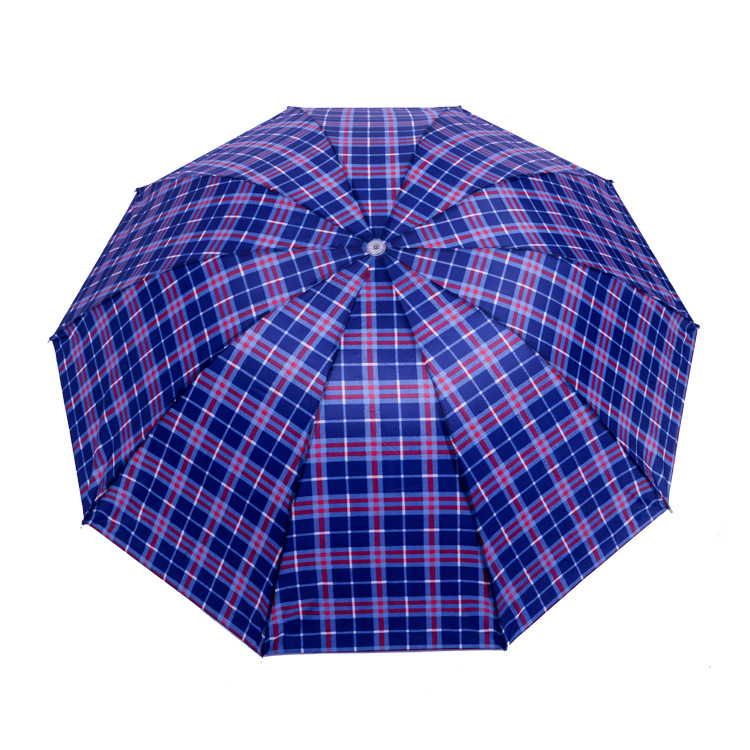 厂家批发 新款 65 三折 定制 10骨 双人 格子 订制 晴雨伞