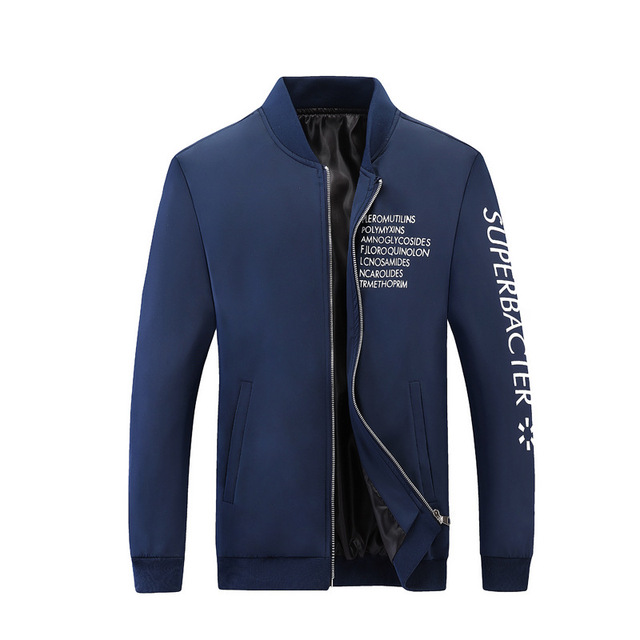 Spring and autumn thin men’s baseball collar print letter coat casual versatile jacket