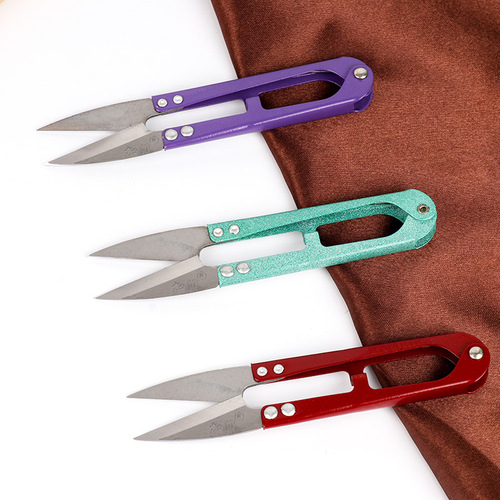 Wholesale Plus Lining Shears, High-Quality Cross-Stitch Scissors, U-Shaped Small Scissors, Home Thread Scissors, High-Carbon Yarn Cutters