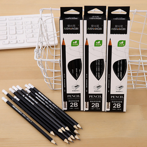 Boxed 2b pencil student painting practice pencil test writing hexagonal rod sketch pencil art supplies