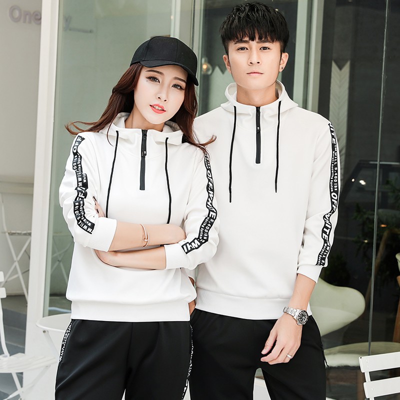 2018 spring and autumn new pattern Sweater pure cotton Sports suit Couples dress fashion leisure time Show thin Two piece set Athletic Wear