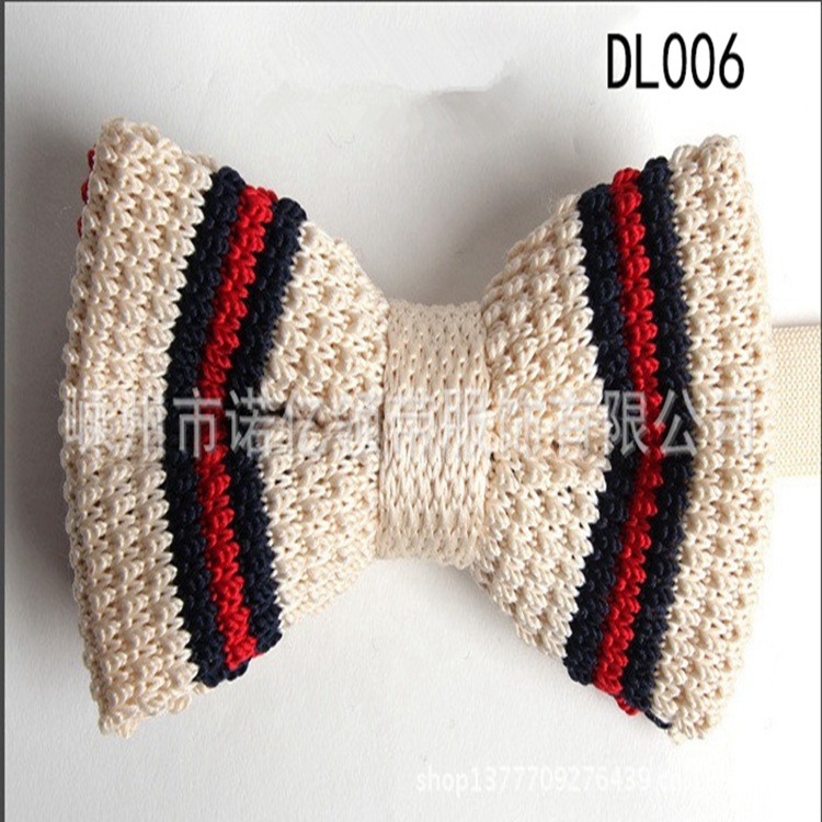 creative knitted two-color elegant fashionable bow tie with bow