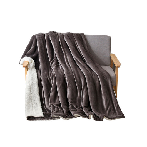 Autumn and winter solid color double-layer lamb velvet blanket thickened warm nap blanket single and double flais gift small blanket
