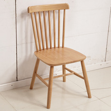 溫莎椅全實木餐椅北歐整裝椅現代簡約美式咖啡廳橡膠木靠背椅子