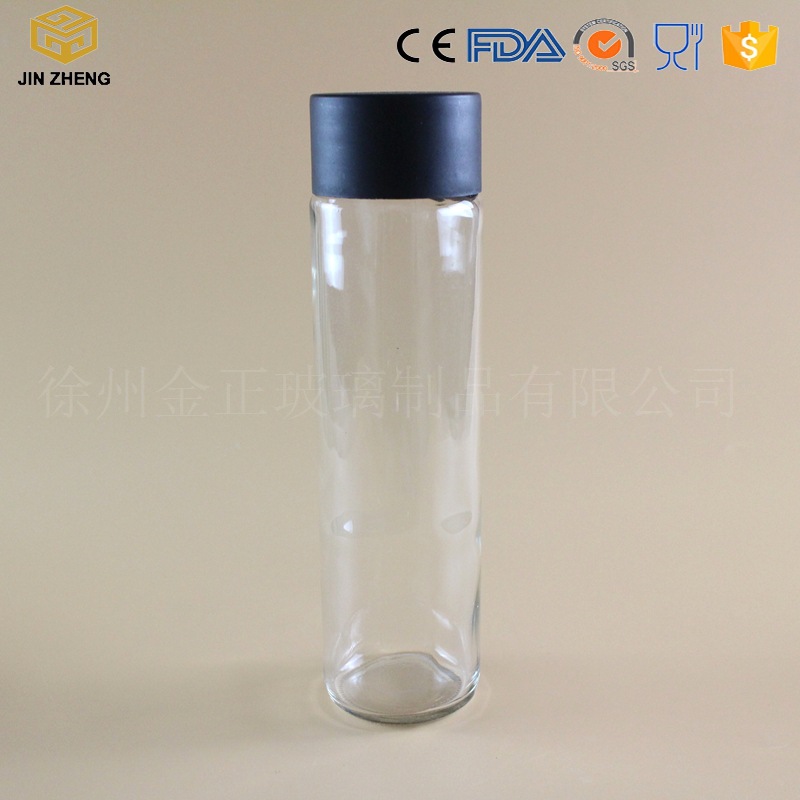 现货批发 400ml芙丝玻璃瓶 直身苏打水瓶 可定制logo