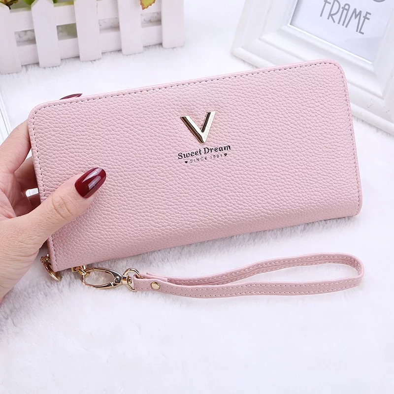 (Clearance)Korean Edition lady wallet Explosive money clutch bag zipper Wallet Wrist strap coin purse customized wholesale