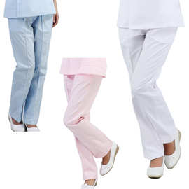 护士裤白色包邮护士裤子夏装松紧腰工作裤粉蓝大码护士服医生裤