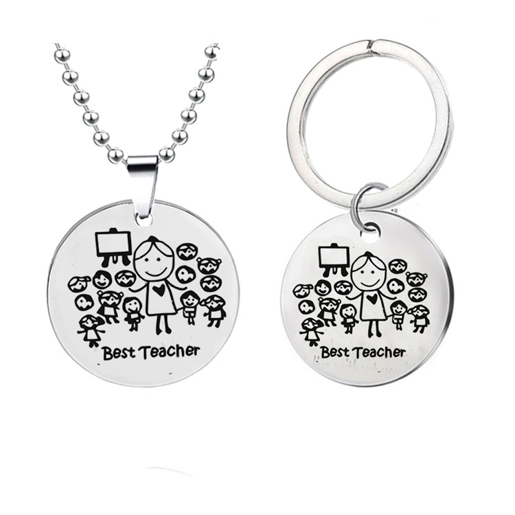 11g Weight Charms, Keychain Classification Graduation, Festival Occasion Stainless Steel Material Cartoon Pattern Letter Stainless Steel Teachers' Day Unisex Charms Keychain