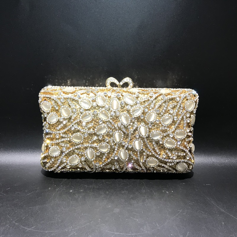 * Bolsa de diamante de ojo de gato bolsa de cena de cristal de metal bolso de diamantes hecha a mano bolso de damas AliExpress duro
