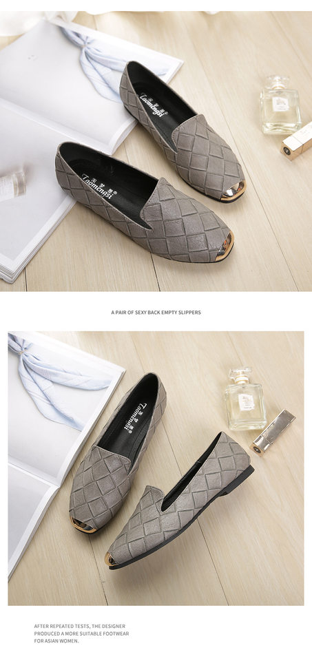 Giày lười nữ mũi vuông đế bệt thấp 1-3 cm, giày dệt trơn kiểu slip-on cỡ lớn — Màu đen chi tiết 14