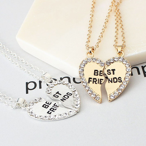 European and American foreign trade love pendant necklace, fashionable diamond best friends best friends accessories necklace