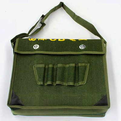 定制便攜加厚綠色勞保帆布袋電工維修安裝收納工具包