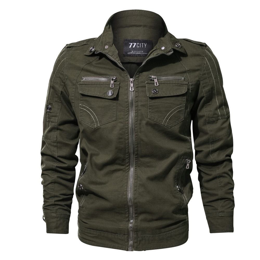 Giacca militare multitasche, trendy taglie forti, outfit 3D primaverile e autunnale da uomo_voghion.com