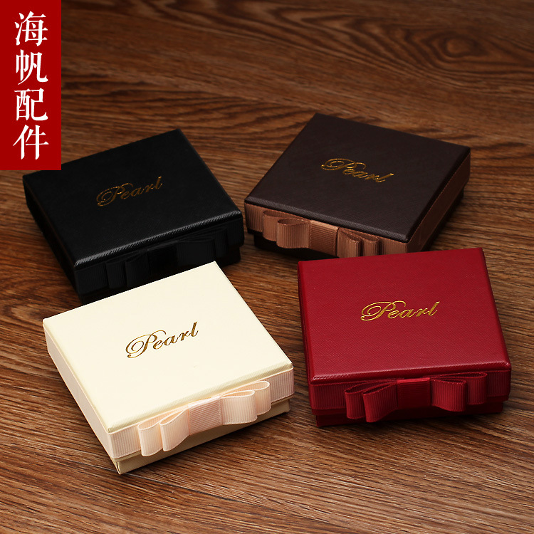 Pearl Bracelet Ring Pendant box Gift box Square Multicolor Cardboard bow HZ003