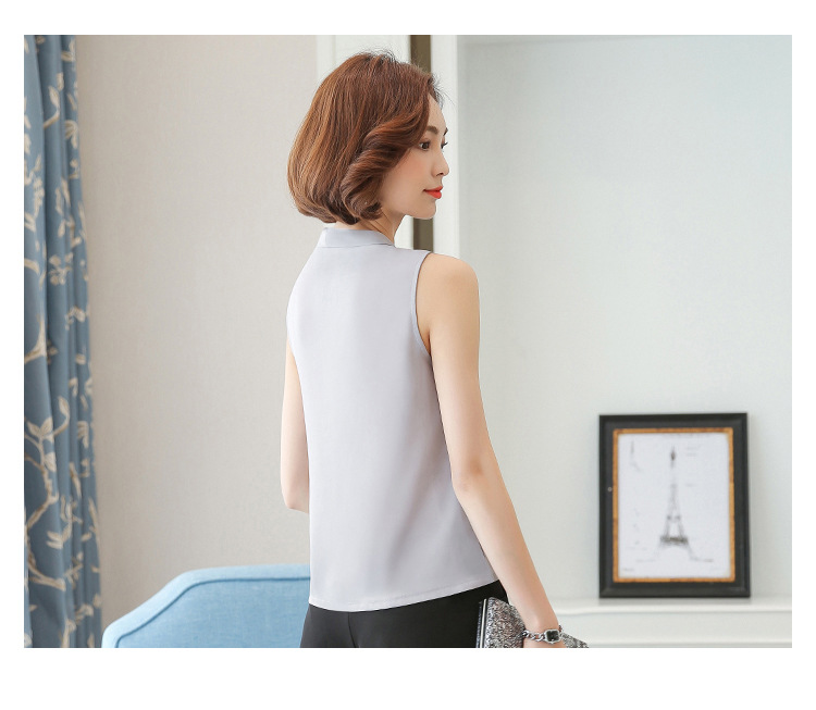 外贸雪纺衫女2022夏季新款时尚背心 V领无袖大码打底女装上衣衬衫详情28