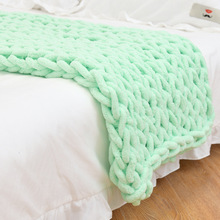 手工粗毛线编织毯子雪尼尔棒针织毯毛线毯子沙发毯盖毯摄影道具毯