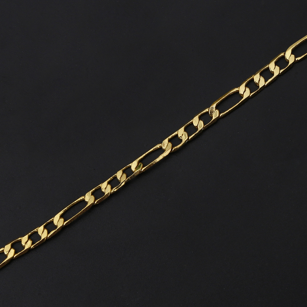A straight 4mm wide 3-room 1 side with a gold-plated necklace_voghion.com