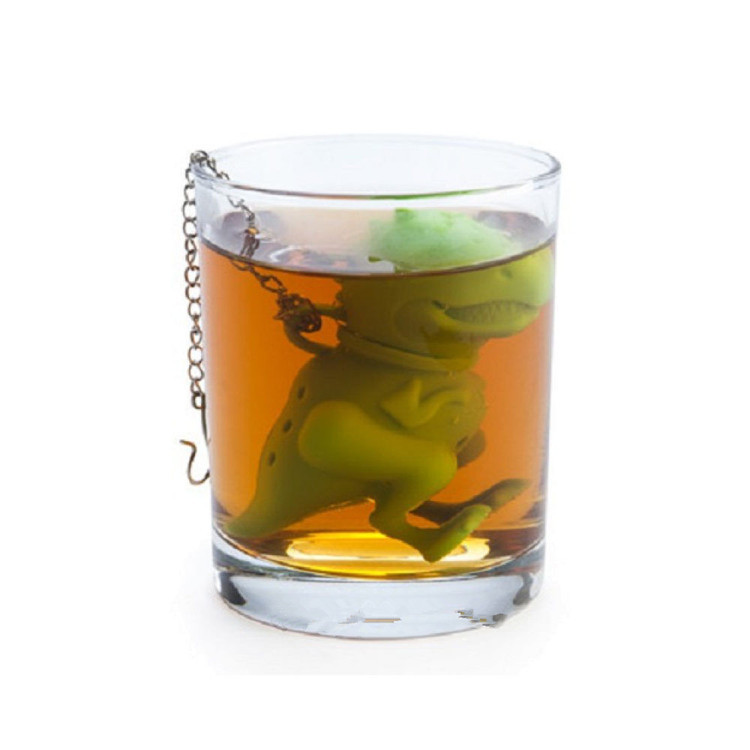 工厂直销保质供应食品级硅胶恐龙泡茶器2016新款创意恐龙滤茶器