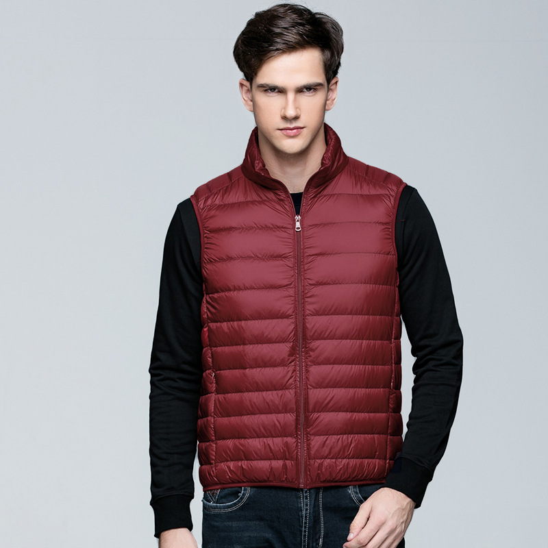 Lightweight Down Vest Men's Short Stand Collar Down Jacket for Winter