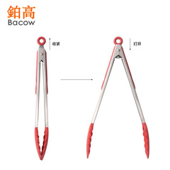 Set of 3 Color Boxed Silicone Food Tongs - 7+9+12 inches Steak Tongs, Food Tongs, BBQ Tongs