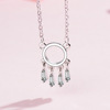 Fresh necklace, chain for key bag , short zirconium, pendant, simple and elegant design, Korean style