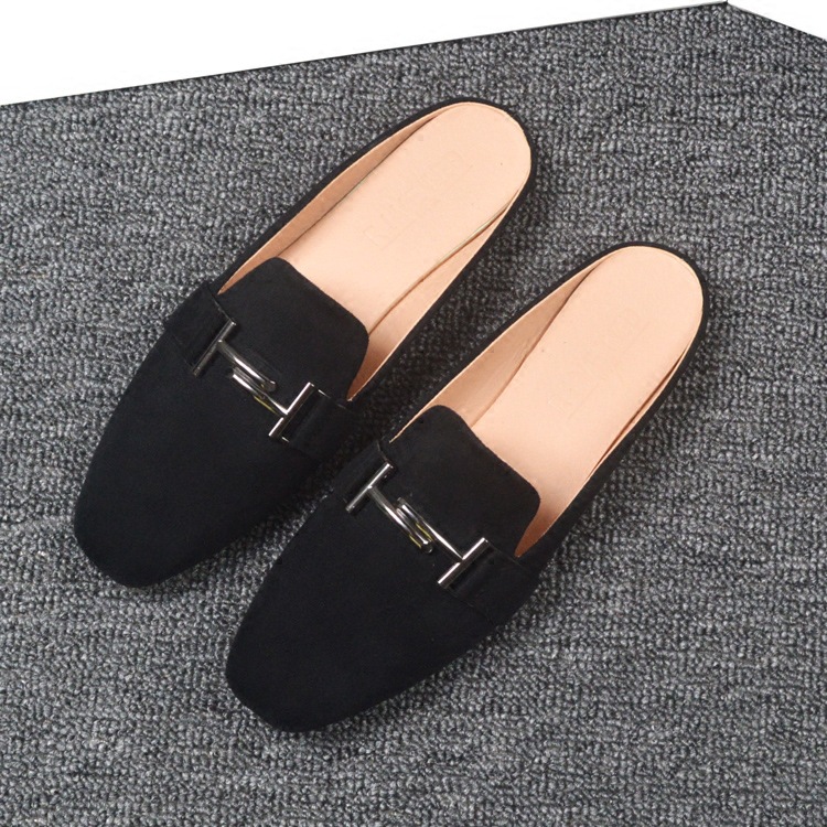 Flat Bottomed Baotou Slippers Women S Fashion Spring Lazy Outerwear Without Heel Large Size Single Shoes Mules_voghion.com