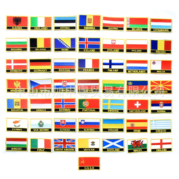В наличии Европа Германия Франция Вышивка липучка Мировой флаг Ткань патч Вставить